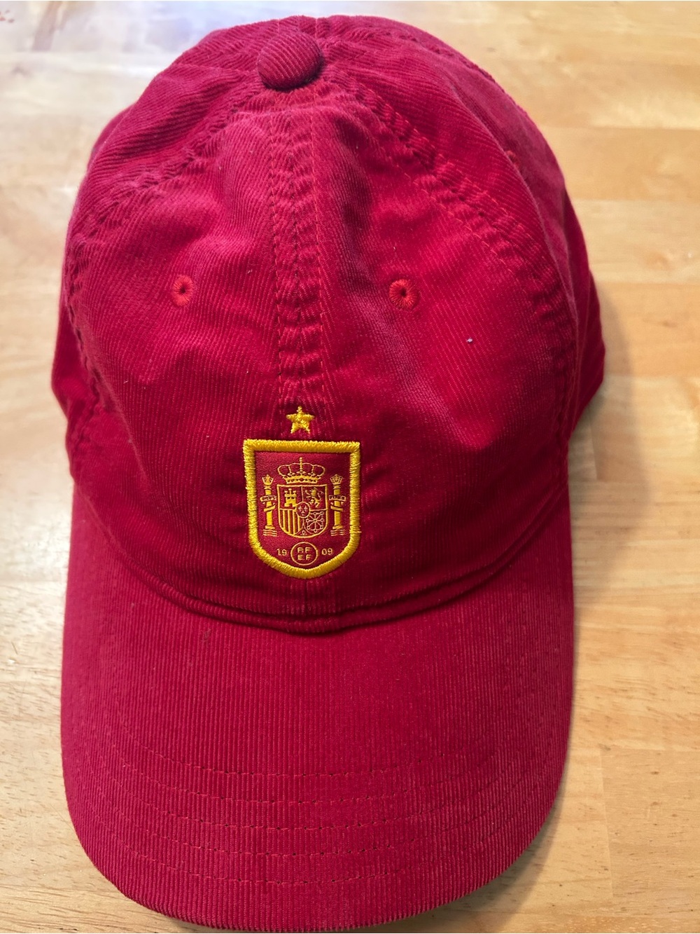 Spain Adidas  Red  Cap with yellow crest on front. Adjustable.